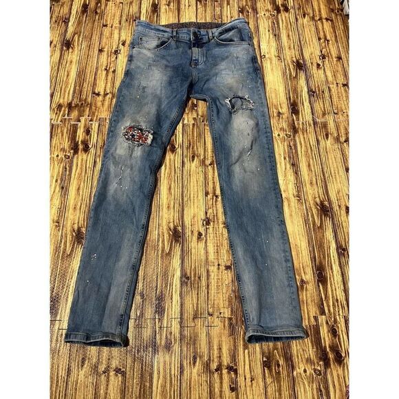 Salvatore Galliano Jeans Distressed Size 32 Floral Color Patch - Picture 2 of 14